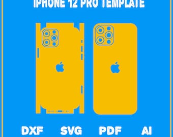 Plantilla de corte de piel envolvente completa para iPhone 12 Pro, dxf, SVG, EPS, Aİ, Pdf, silueta, archivo de corte vectorial cricut