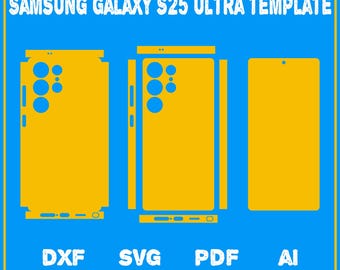 Plantilla de corte de piel envolvente completa para Samsung Galaxy S25 ultra dxf, SVG, EPS, Aİ, Pdf, silueta, cricut Archivo de corte vectorial - Plantilla de piel