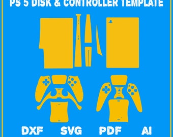PS5 Disc + Controller Bundle Skin Template SVG PNG DXF Ai Pdf | Console Skin Wrap Cut File for Cricut & Silhouette | Digital Download