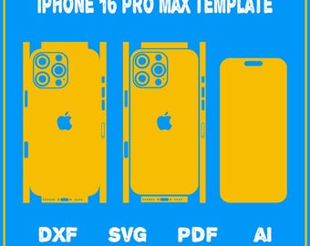 Plantilla de corte de piel para iPhone 16 Pro Max de Apple (dxf, SVG, EPS, AI, PDF, silueta, Cricut)