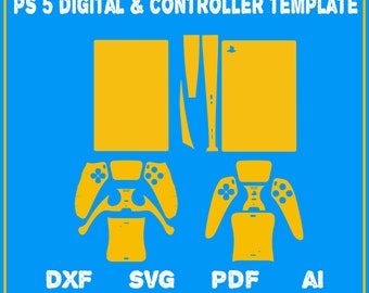 Plantilla de skin de paquete PS5, controlador PS5, archivo de plantilla de consola de versión digital Playstation 5, cricut, silueta, archivo de corte vectorial