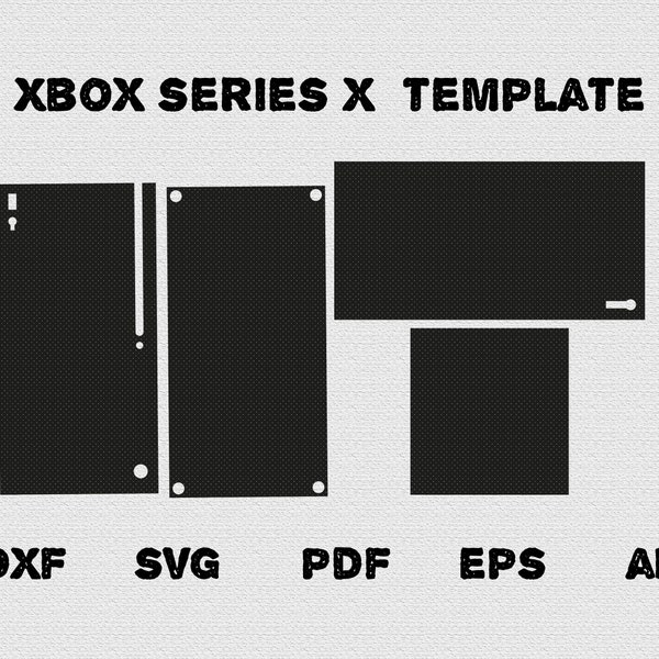 Xbox Series x peau complète wrap peau modèle de coupe dxf, SVG, EPS, Aİ, Pdf, silhouette, cricut Vector Cut File