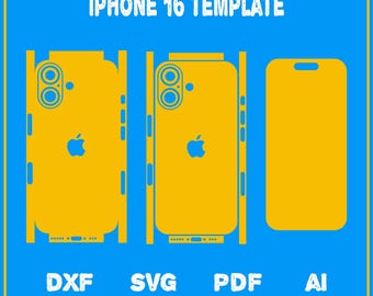 Plantilla de corte de piel para iPhone 16 de Apple (dxf, SVG, EPS, AI, PDF, silueta, Cricut)