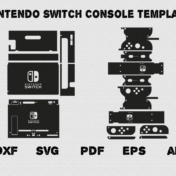 Nintendo Switch Skin sjabloon SVG Cut-bestand, Nintendo Switch Console volledige wrap skin snijsjabloon