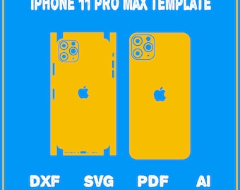 iPhone 11 Pro Max full wrap skin cutting template dxf, SVG, EPS, Aİ, Pdf,  silhouette, cricut Vector Cut File