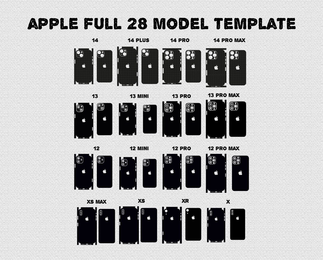 Apple iPhone Full Skin Template , Full Wrap Skin Cutting Template Dxf ...