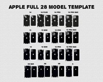 Apple iPhone full skin template , full wrap skin cutting template dxf, SVG, EPS, Aİ, Pdf,  silhouette, cricut Vector Cut File -