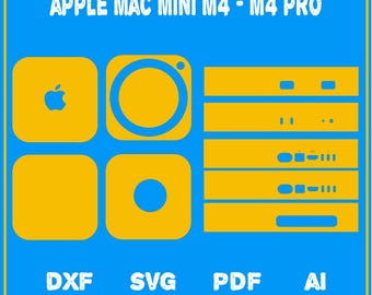 Apple Mac Mini M4 , M4 Pro Template Svg Png Dxf AI PDF | Mac Mini Case & Skin SVG for Cricut, Laser | Digital Download