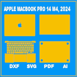 Apple MacBook Pro 14 M4 2024-mall Svg Png Dxf AI PDF | Laptopskin, fodral SVG för Cricut och Laser | Digital nedladdning