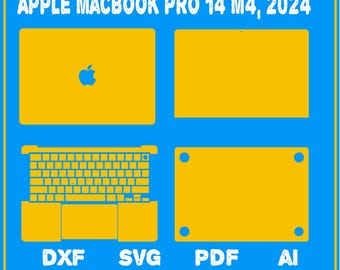 Plantilla para MacBook Pro 14 M4 2024 (Svg, Png, Dxf, AI, PDF) / Funda para portátil SVG para Cricut y láser / Descarga digital