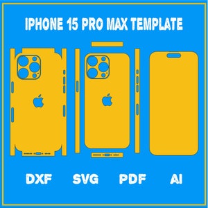 Apple iPhone 15 pro max - Voll Wrap Haut Schneidevorlage dxf, SVG, EPS, Aİ, Pdf, Silhouette, Cricut Vektorschnitt Datei - Skin Vorlage