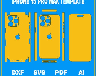 Plantilla de corte de piel para iPhone 15 Pro Max de Apple (dxf, SVG, EPS, AI, PDF, silueta, Cricut)