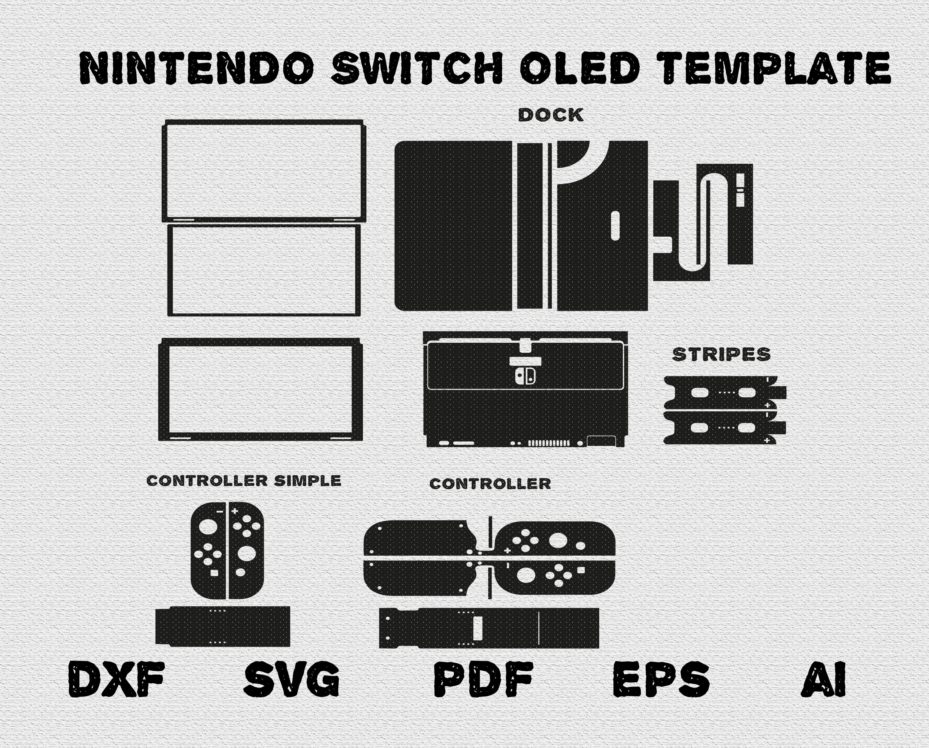 Most Precise Nintendo Switch OLED Skin CutFile Vector Template Full 