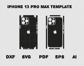 Apple iPhone 13 pro max - full wrap skin cutting template dxf, SVG, EPS, Aİ, Pdf,  silhouette, cricut Vector Cut File -  Skin Template