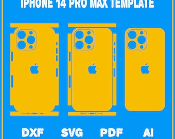 Apple iPhone 14 pro max - full wrap skin cutting template dxf, SVG, EPS, Aİ, Pdf,  silhouette, cricut Vector Cut File -  Skin Template