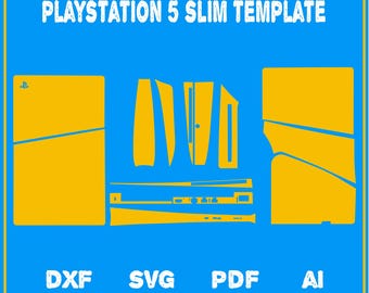 Plantilla de PlayStation 5 Slim (Svg, Png, Dxf, AI, PDF) / Skin de consola PS5 Slim, estuche SVG para Cricut y láser / Descarga digital