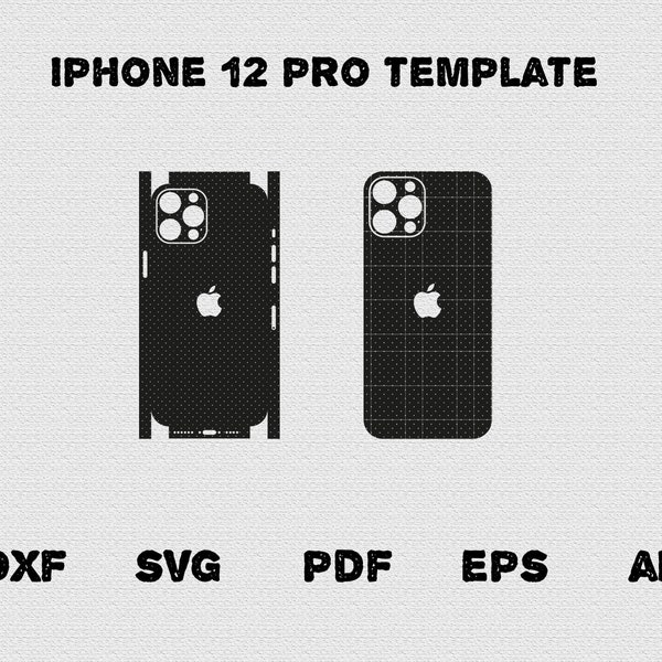 iPhone 12 Pro full wrap skin cutting template dxf, SVG, EPS, Aİ, Pdf,  silhouette, cricut Vector Cut File