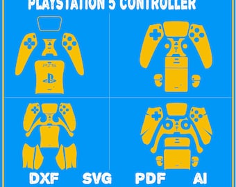 Plantilla de controlador de PS5 SVG, PNG, DXF, AI y PDF / Controlador de juegos SVG para Cricut, Silhouette, corte láser / Descarga digital