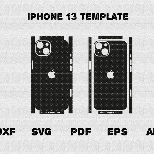 Apple iPhone 13 - full wrap skin cutting template dxf, SVG, EPS, Aİ, Pdf,  silhouette, cricut Vector Cut File -  Skin Template