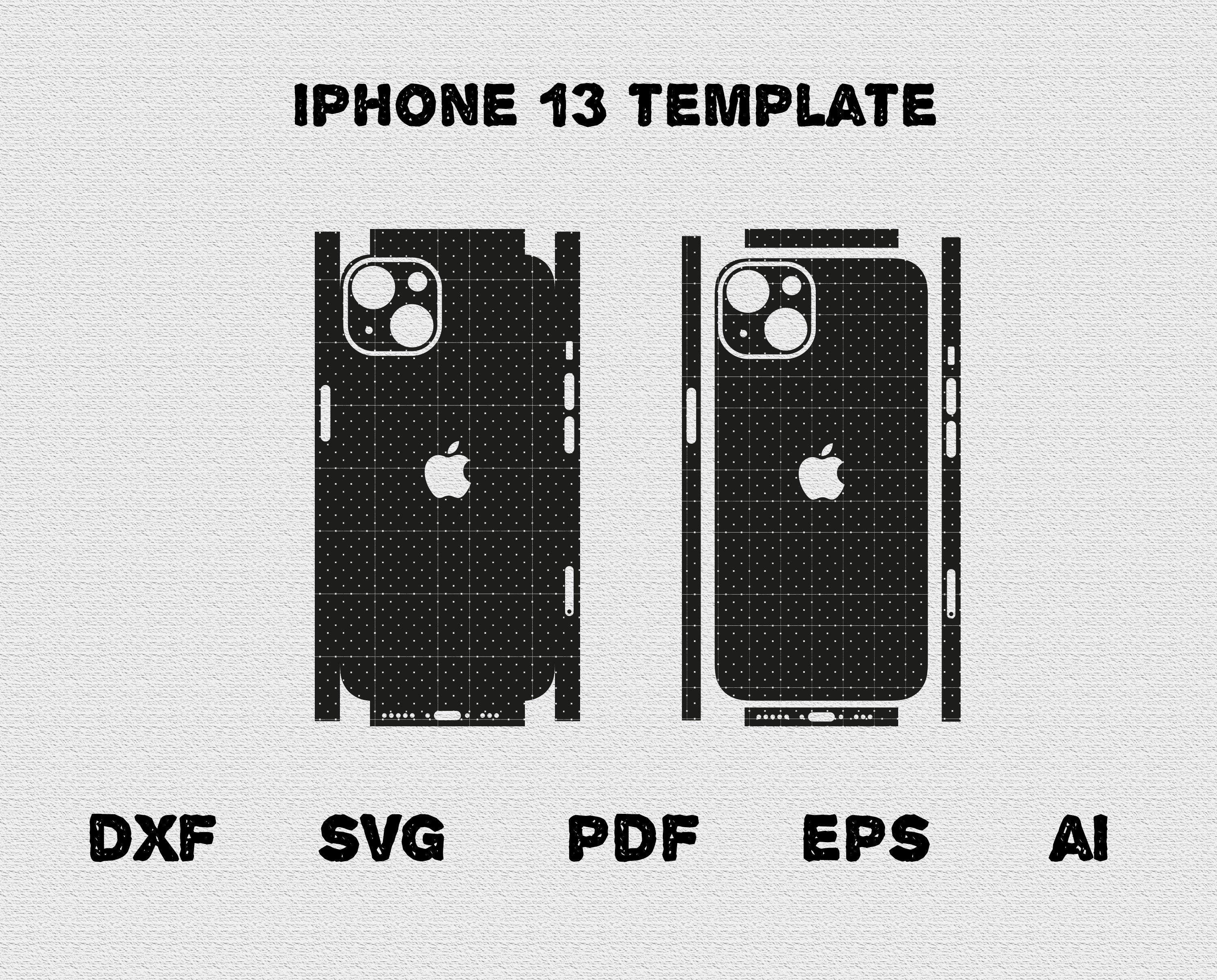 Apple iPhone 13 modèle de découpe de peau dxf, SVG, EPS, Aİ, Pdf,  silhouette, cricut Vector Cut File Skin Template - Etsy France