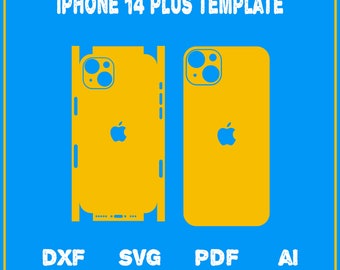 Plantilla de corte de piel para iPhone 14+ de Apple (dxf, SVG, EPS, AI, PDF, silueta, Cricut)
