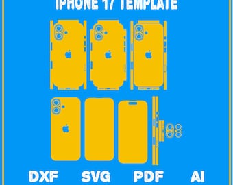 Plantilla de iPhone 17 SVG, PNG, DXF, AI, PDF / Funda de teléfono SVG para Cricut, Silhouette, corte láser / Descarga digital