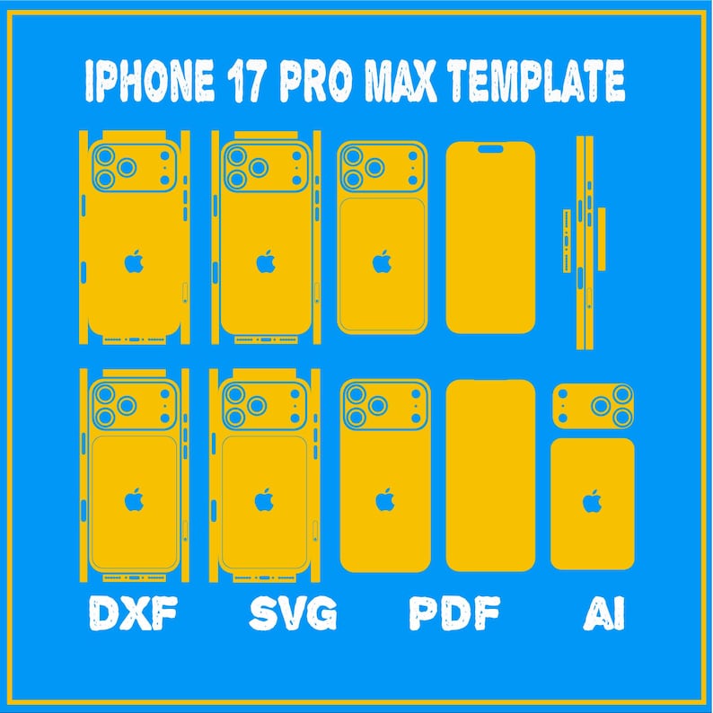 IPhone 17 Pro Max Skin Template SVG PNG DXF Ai Pdf | Full Wrap Phone ...