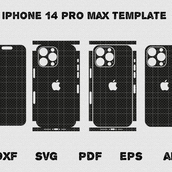 Apple iPhone 14 pro max - full wrap skin cutting template dxf, SVG, EPS, Aİ, Pdf,  silhouette, cricut Vector Cut File -  Skin Template