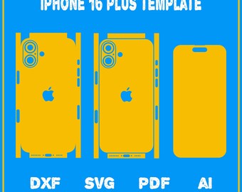Plantilla de corte de piel para iPhone 16+ de Apple (dxf, SVG, EPS, AI, PDF, silueta, Cricut)
