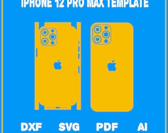 iPhone 12 pro max full wrap skin cutting template dxf, SVG, EPS, Aİ, Pdf,  silhouette, cricut Vector Cut File