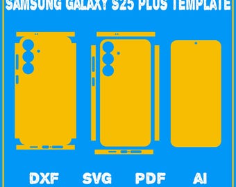 Plantilla de corte de piel para Samsung Galaxy S25 plus (dxf, SVG, EPS, AI, PDF, silueta, Cricut)