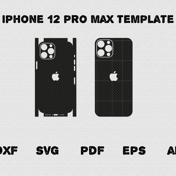 iPhone 12 pro max full wrap skin cutting template dxf, SVG, EPS, Aİ, Pdf,  silhouette, cricut Vector Cut File