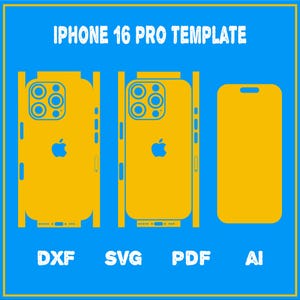 Apple iPhone 16 pro - Voll Wrap Haut Schneidevorlage dxf, SVG, EPS, Aİ, Pdf, Silhouette, Cricut Vektorschnittdatei - Skin Vorlage