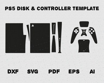PS5 bundle skin template , Ps5 controller,  Playstation 5 Disk Version Console Template File, cricut , silhouette,  Vector cut File