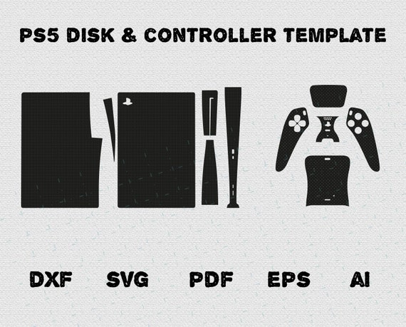 PS5 bundle skin template , Ps5 controller, Playstation 5 Disk Version  Console Template File, cricut , silhouette, Vector cut File