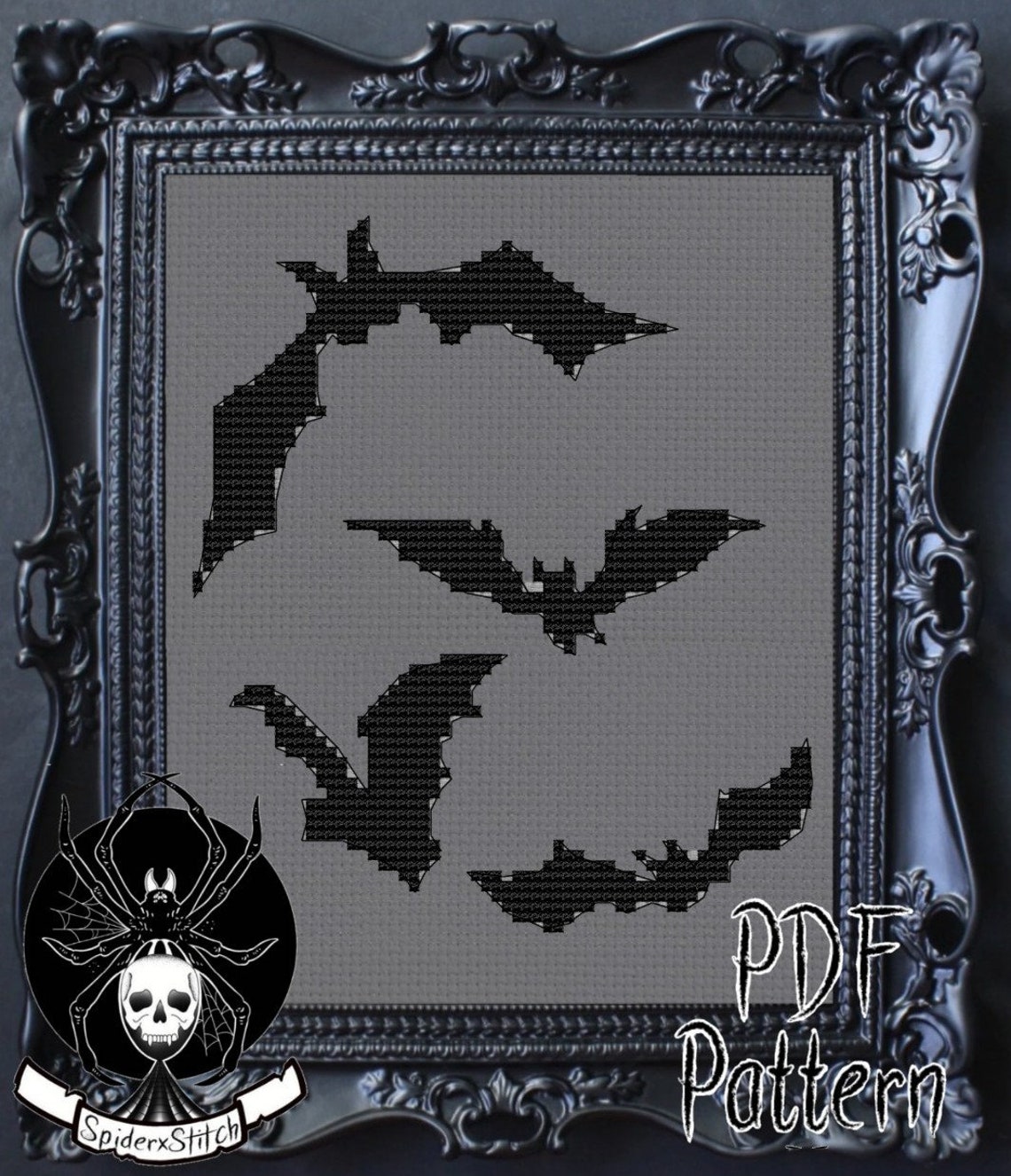 Bats Cross Stitch Pattern PDF Patters Horror Spooky Gothic Etsy This bat is ready for a spooky halloween hand stitched by me 15