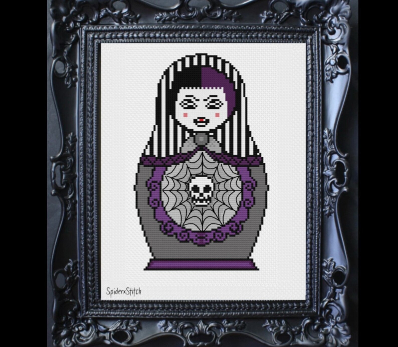 Cross Stitch Kit Gothic Russian Doll Purple Goth Horror | Etsy
