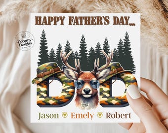 CUSTOM name Hunter Dad Card, Birthday Card, Father's Day Gifts, Gifts for Him, Best Dad Ever, Gifts for Dad, Personalized Gifts, Custom Dad