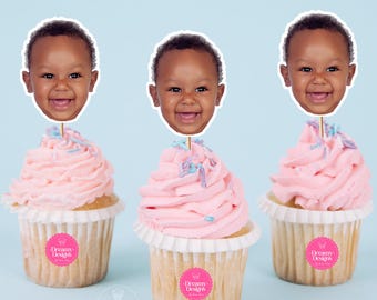 Face Cupcake Toppers, Custom Birthday Party, Cupcake Toppers, Party Decoration, Custom Face Cupcake Toppers, Photo Topper, Party Decor