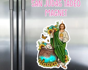 San Judas Tadeo Sunflower Magnet Mom Gift, Home Decor, Gifts for Her, Regalos para Mujer, Regalo para Mama, Abuela Latin, St Jude Magnet
