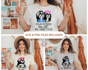 Pakiet SVG Shih Tzu, pobieranie cyfrowe, mama psa, grafika PNG, Cricut, grafika wektorowa szczeniaka, piesek, zabawne wzory dla zwierząt, modny projekt koszulki