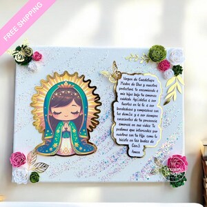 Our Lady of Guadalupe Canvas, Gift for Her, Virgin Mary, Christian Religious Home Decor, Gifts Ideas, Home Decor, Bautismo, Primera Comunion