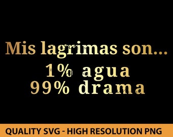 Mis Lagrimas Son 1 Agua 99 Drama Svg, Spanisches Shirt Svg, Spanisches Shirt Design, Schnittdatei für Silhouette, Svg Datei für Cricut, Funny SVG