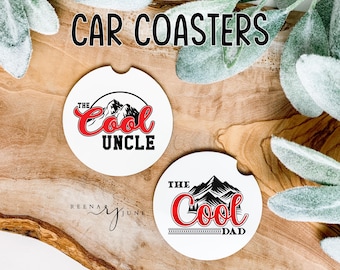 Cool Dad Car Coaster, Set of 2 Car Coasters, Funny Birthday Gifts for Him, Gifts for Men, Car Accessories, car coasters for men, funny gift
