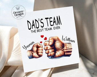 Custom Name Dad's Team Greeting Card, Gifts for Dad, Father's Day Gifts, Gifts for Husband, Gifts for Boyfriend, Birthday Cards for Man