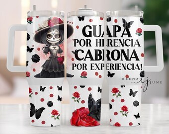 40oz Floral Catrina design, Meksykański Catrina 40oz Tumbler Design, Sublimacja Catrina Digital PNG Wrap, 40oz Digital Download, Halloween