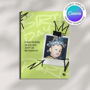 Paint Polaroid Photo Invitation | Boys Birthday Party Template (Digital Download)