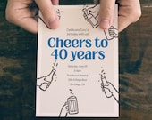 40th Birthday Invite, Beer Themed Party Invitation Canva Template – Cheers to 40 Years (Digital Download)