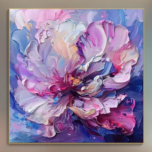 3D Original Lila Abstrakte Blume Strukturierte Wand Kunst Natur Blumen Kunst Lebendige Gemälde Auf Leinwand Wohnzimmer Dekor Geschenk für ihre Benutzerdefinierte Kunst