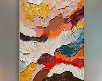 Original Colorful Framed 3D Creamy Heavy Textured Wall Art Abstract Wall Art Floral Painting Custom Wall Art Living Room Art Gift For Her